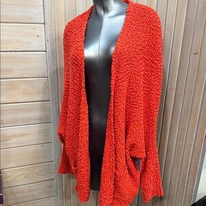 ADORA Orange Chunky Knit Cardigan Sweater